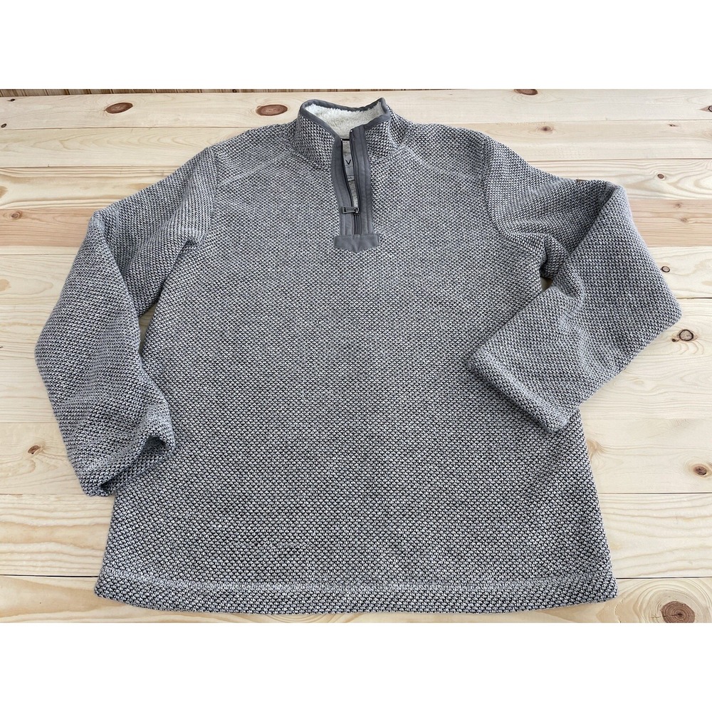 ORVIS Sz M Gray Sherpa Lined Mens‎ L/S 1/4 Zip Pullover Sweatshirt SI24